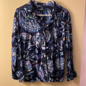 Navy Blue Paisley Shirt